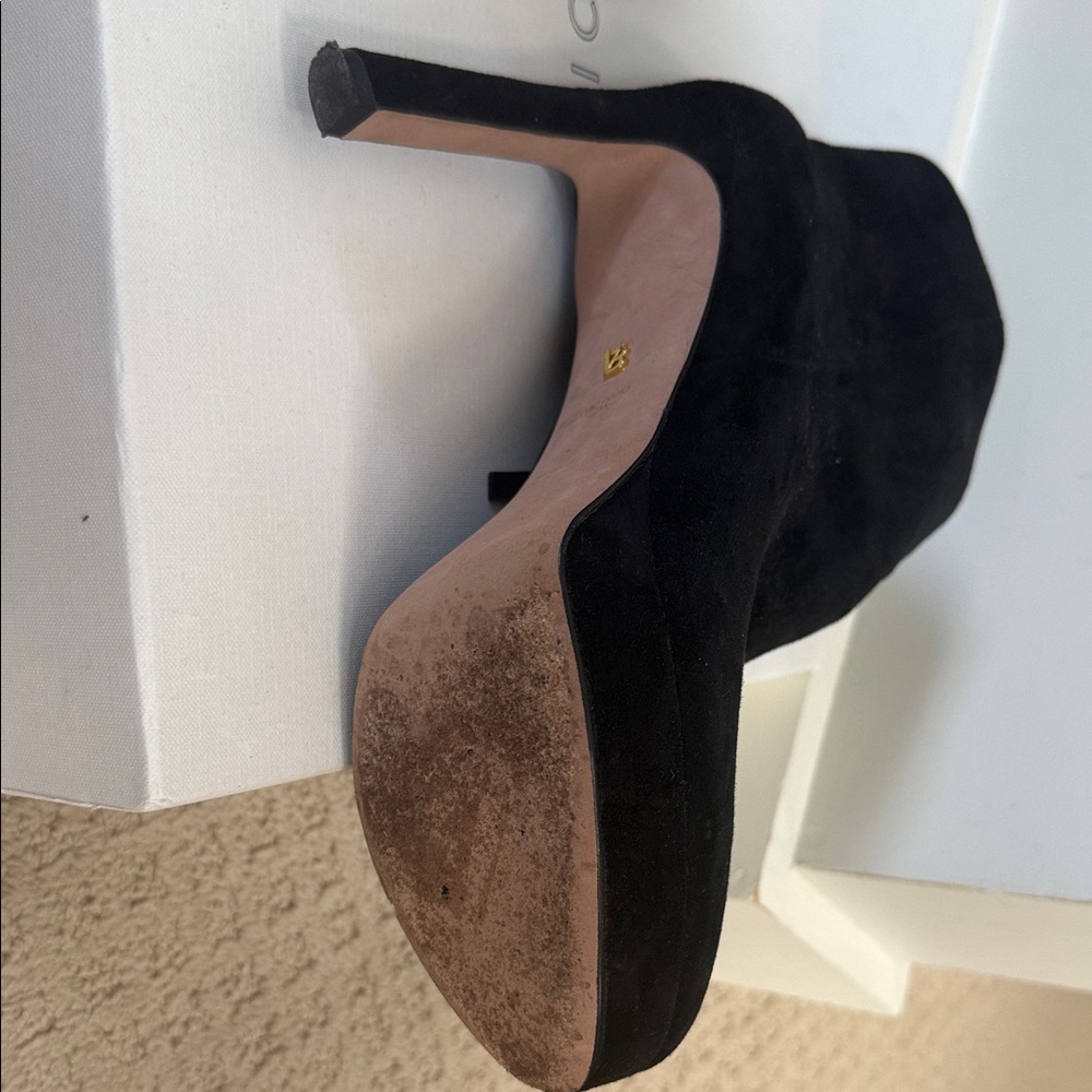 Veronica Beard Dali Bootie Black Suede Heeled Boots - Picture 8 of 10